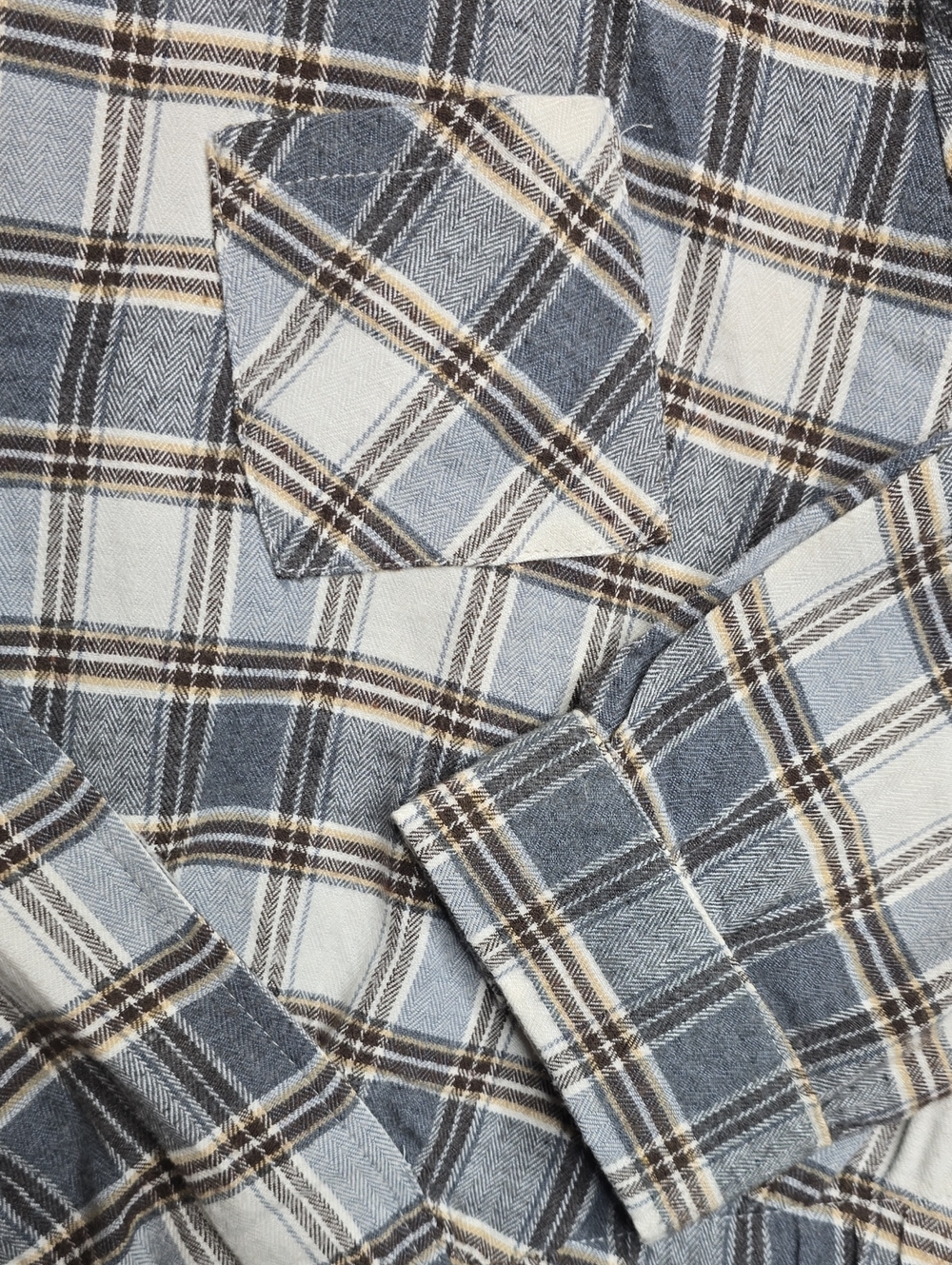 Hesperus Gray Brown Plais Long Sleeve Crossover Buttondown Country Granola Boho - Picture 4 of 8
